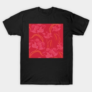 Fantastic pink tulips in a flowing pattern T-Shirt